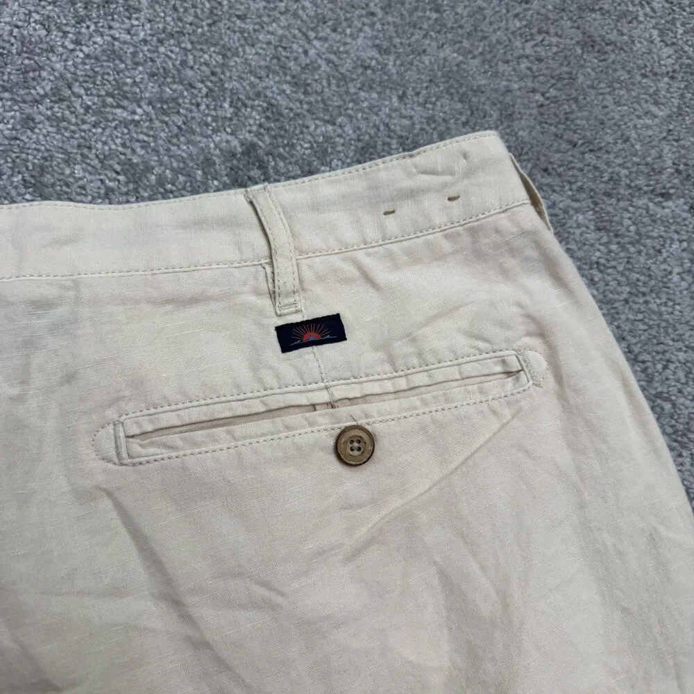 Faherty Linen Blend Chino Shorts Mens 34 Beige Flat Front Casual Summer Classic